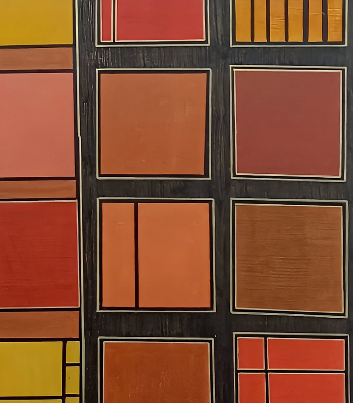 harmonie de carrés marrons - signé par l'artiste Nada ZR. – Massinart