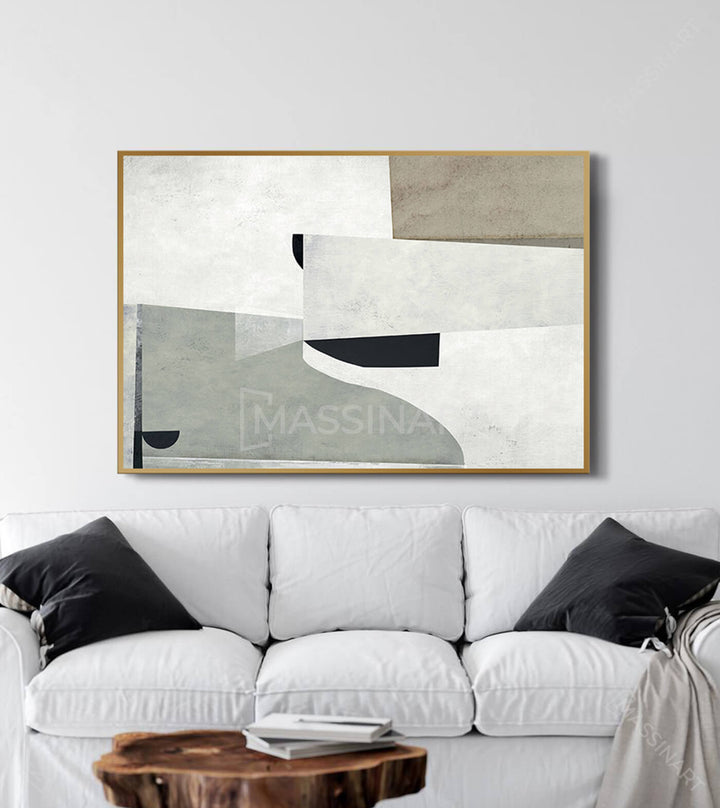 Décoration intérieur contemporain, art géométrique abstrait noir blanc gris Massinart