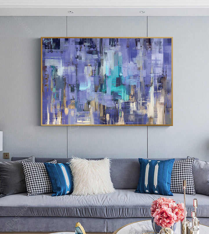 Décoration intérieur contemporain — Tableau abstrait urbain bleu Massinart