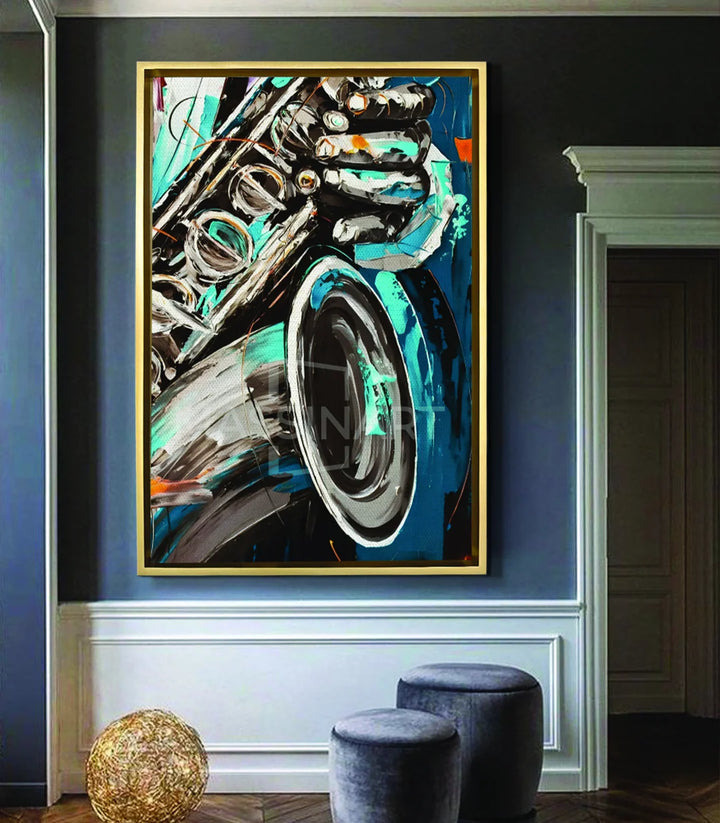 Mise en situation décoration intérieur couloir Massinart — Raw Jazz tableau