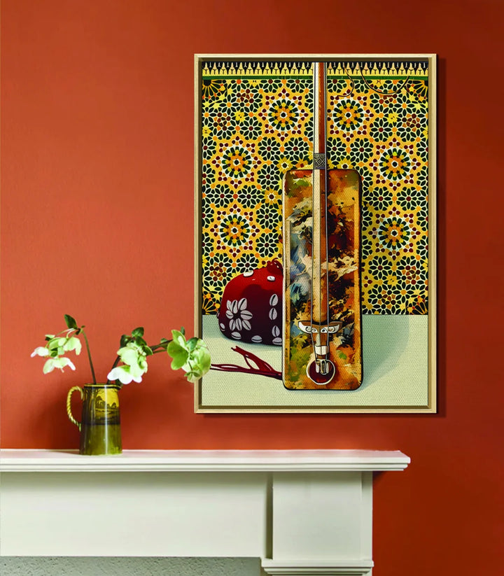 Mise en situation salon moderne Tableau Gnawa Rythm Massinart