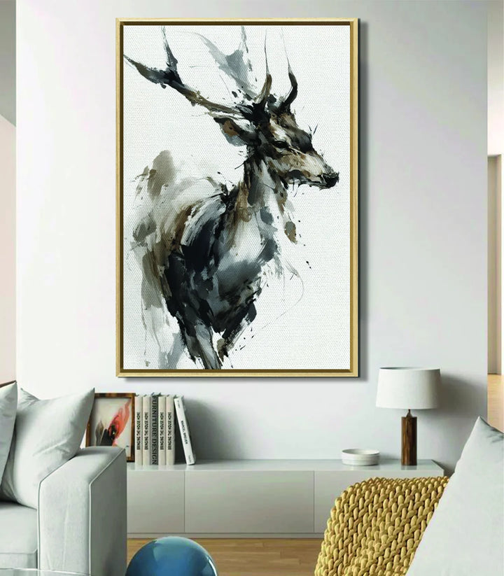 Tableau cerf mystique mise en situation couloir intérieur — Massinart