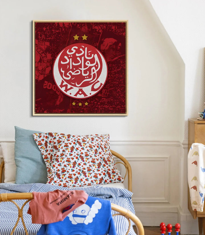 Tableau Wydad Athletic Club mise en situation décoration chambre Massinart