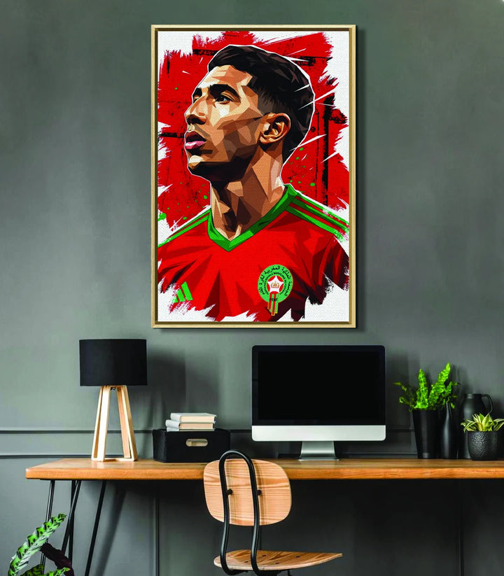 Décoration intérieur bureau — Tableau portrait footballeur marocain Massinart style pop-art