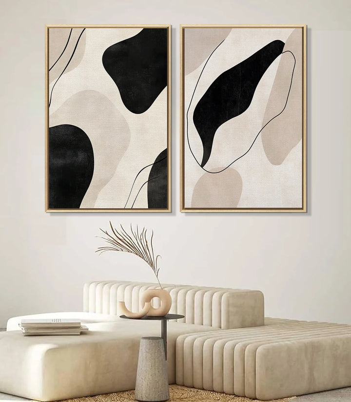 Tableau Flowing Silence diptyque — composition organiques lignes épurées, Massinart
