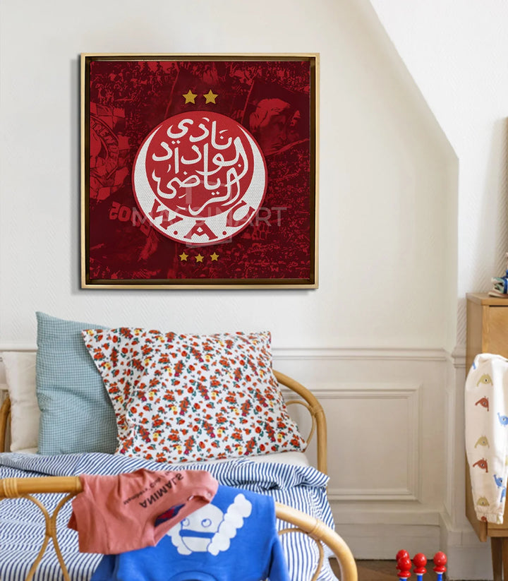 Tableau Wydad Athletic Club détail logo blanc et calligraphie Massinart