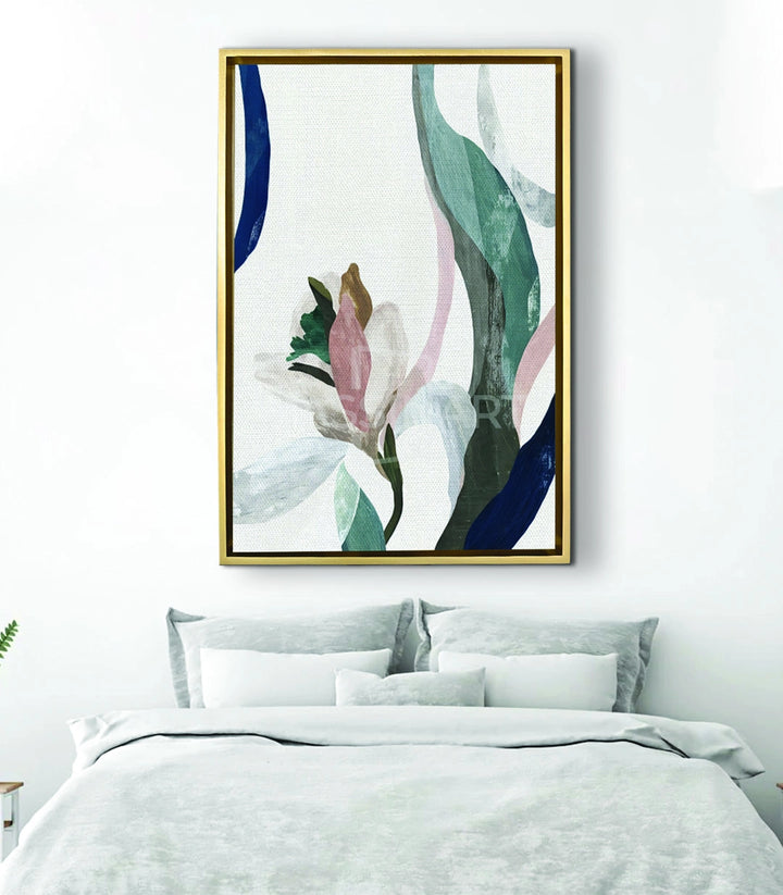 Mise en situation Tableau Minimal Blossom décoration chambre à coucher Massinart