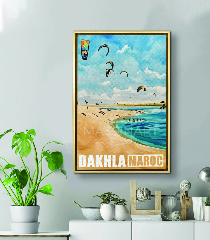 Mise en situation salon moderne — Tableau Dakhla affiche travel art Massinart