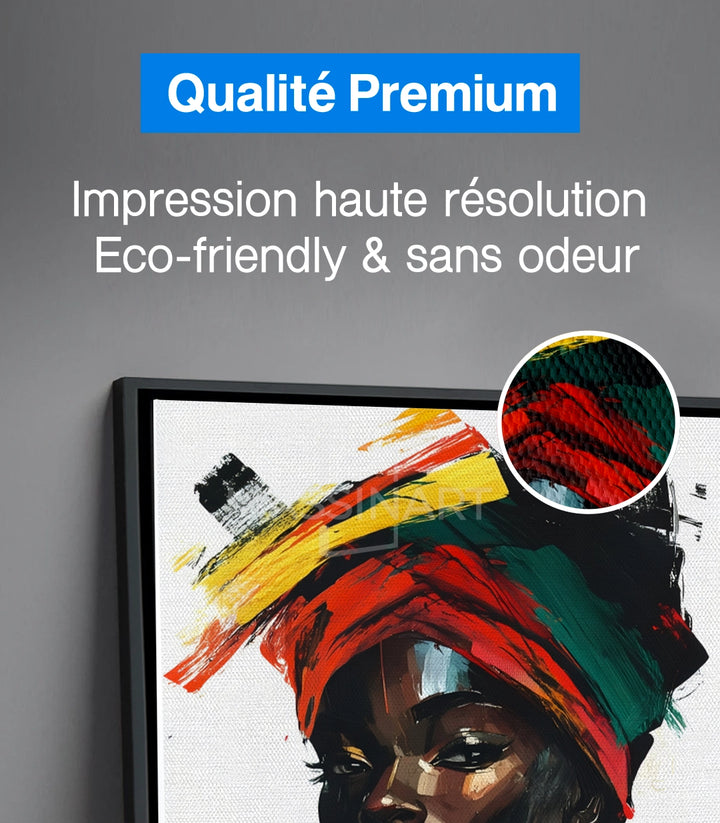 Mise en situation salon moderne tableau Black Royalty Massinart cadre noir