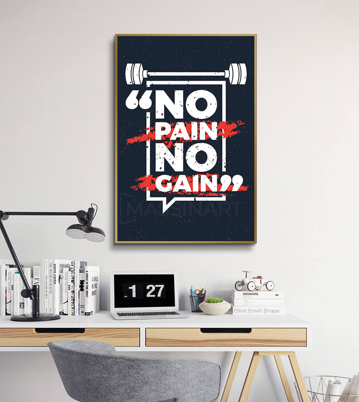 Décoration intérieur bureau — Affiche motivante No Pain No Gain Massinart au mur