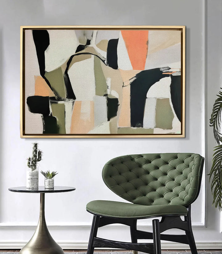 Tableau Olive Dusk mise en situation salon moderne Massinart — décoration murale intérieur