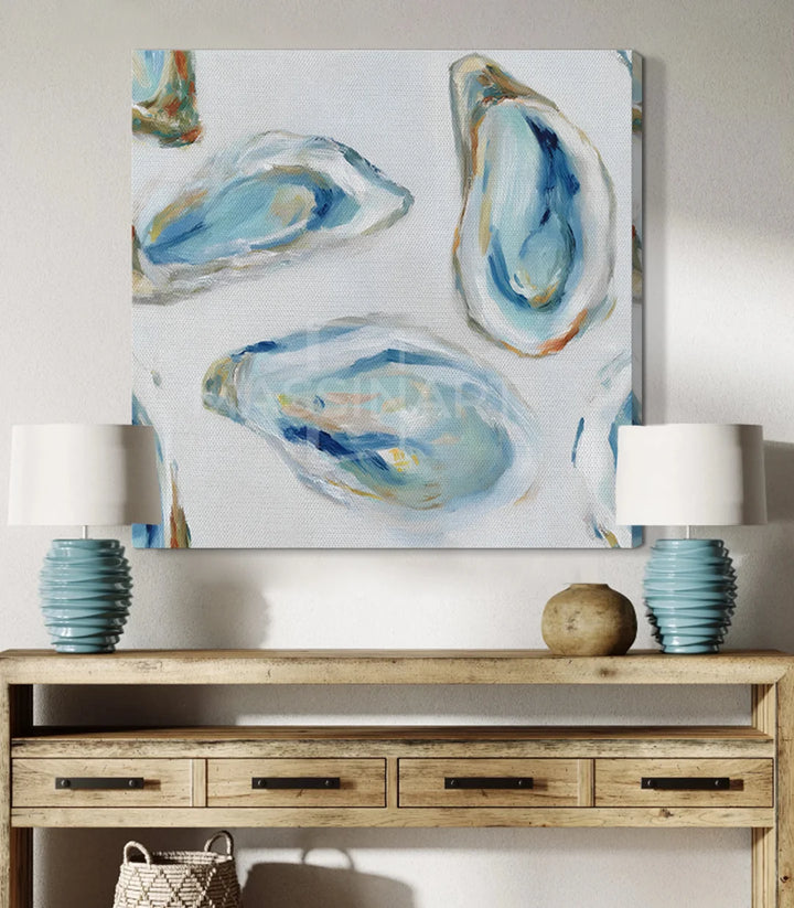 Tableau Blue Shells mise en place chambre à coucher Massinart