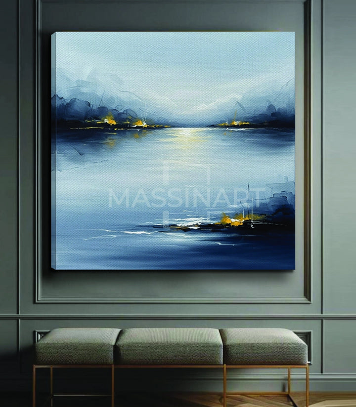 Tableau Cold Motion reflet eau nocturne expressionniste Massinart
