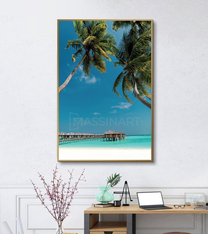 Tableau Maldives décoration intérieur salon moderne bleu turquoise — Massinart