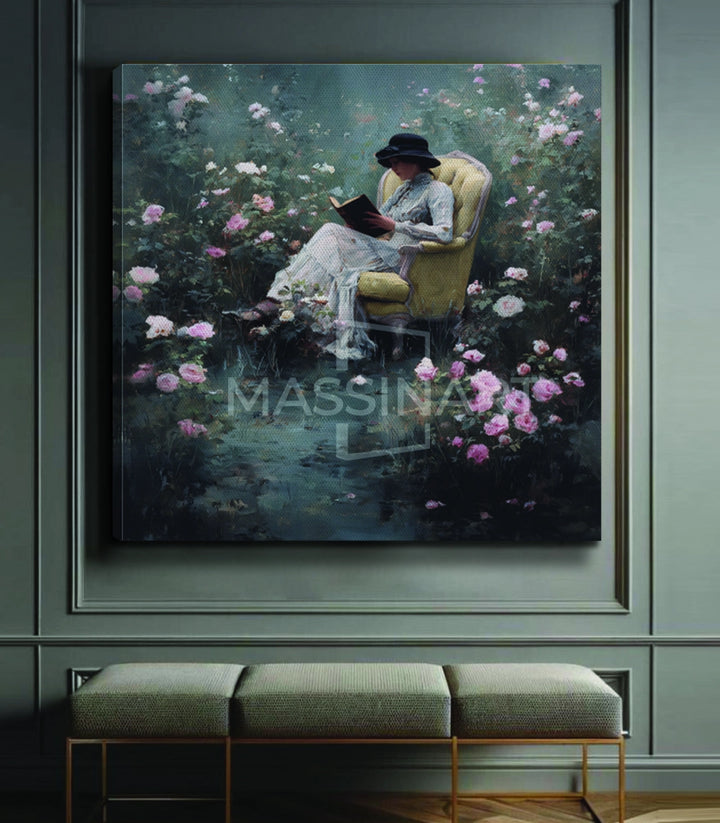 Tableau Floral Escape mis en situation décoration chambre à coucher Massinart