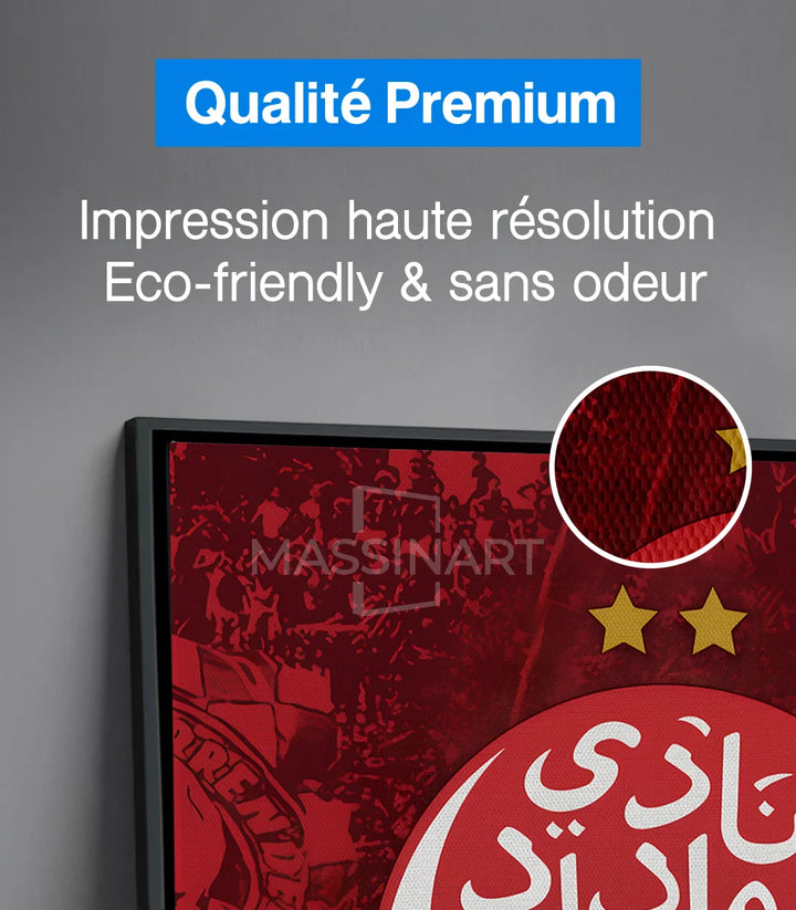 Tableau Wydad Athletic Club cadre noir mur blanc Massinart