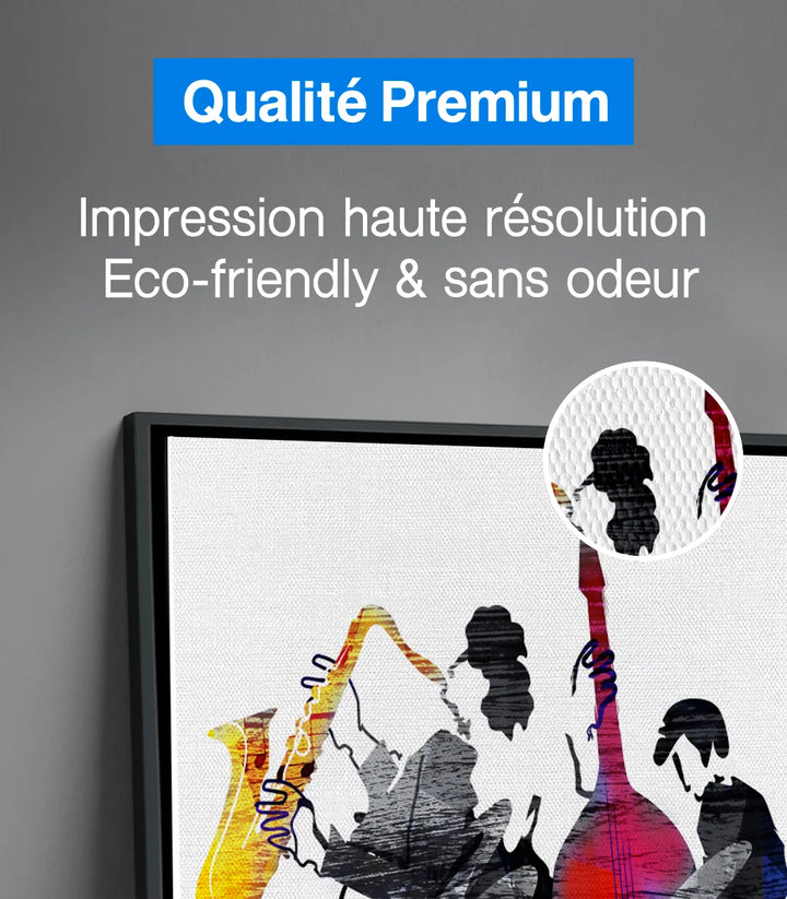 Tableau Jazzique ambiance séjour moderne sur mur blanc — Massinart