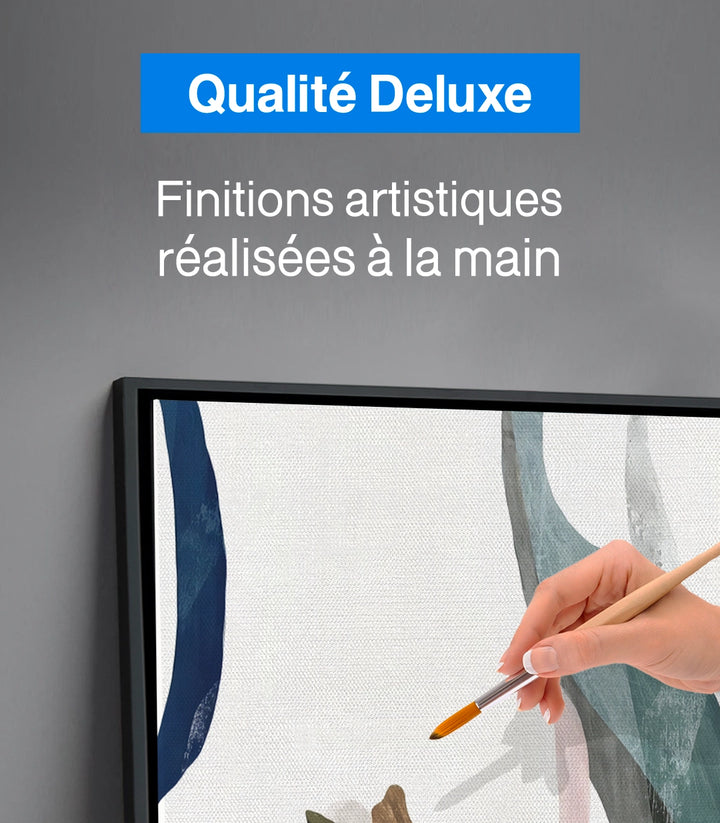 Tableau botanique Minimal Blossom tons bleu rose vert Massinart