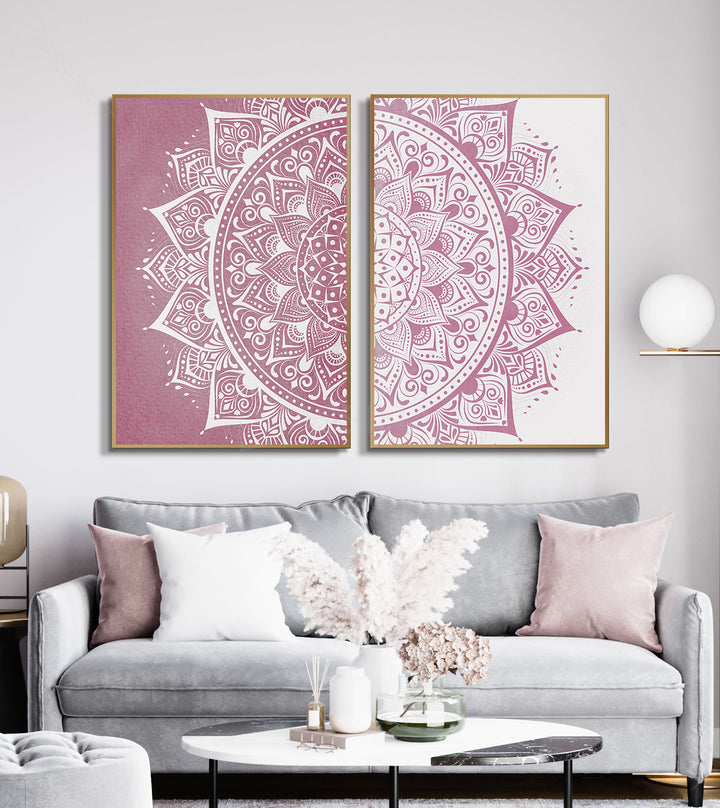 Décoration intérieur mandala rose poudré diptyque Massinart