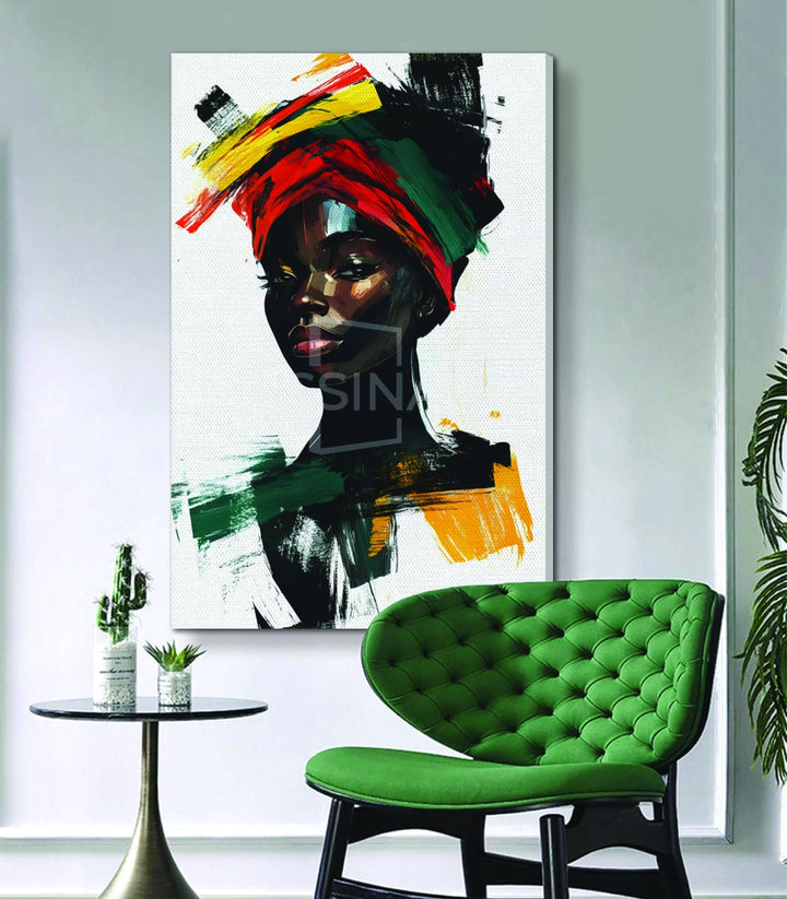 Mise en situation salon moderne tableau Black Royalty Massinart art mural contemporain