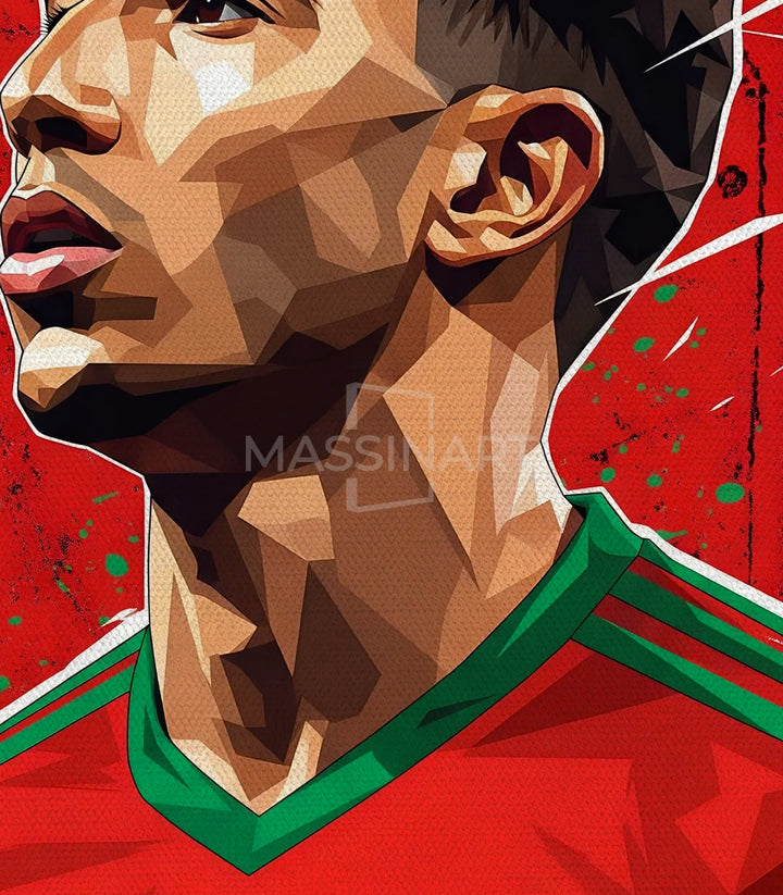 Tableau portrait Achraf Hakimi Massinart — emballage livraison prêt à accrocher