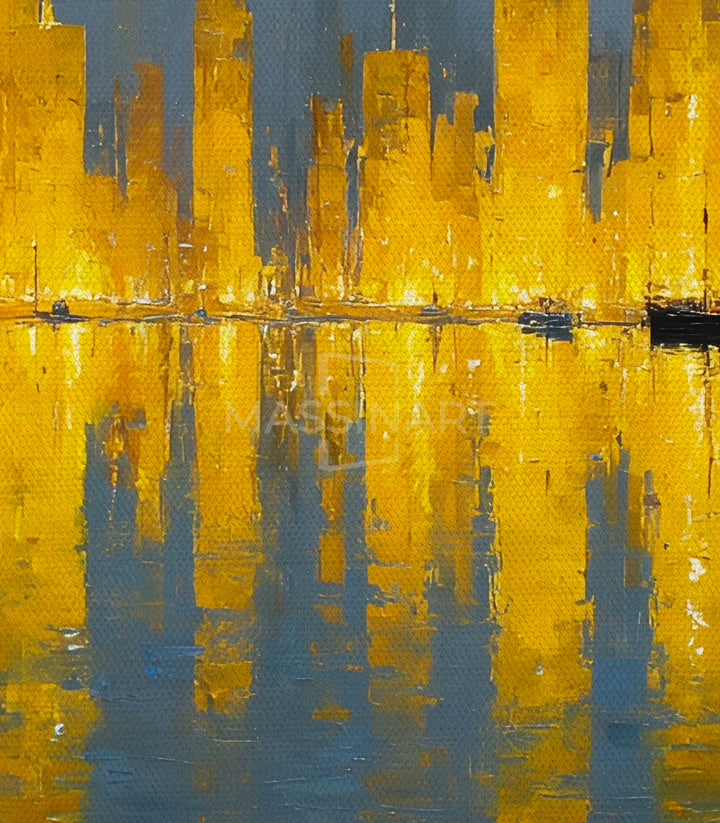 Tableau Golden Skyline Massinart — emballage livraison prêt à accrocher