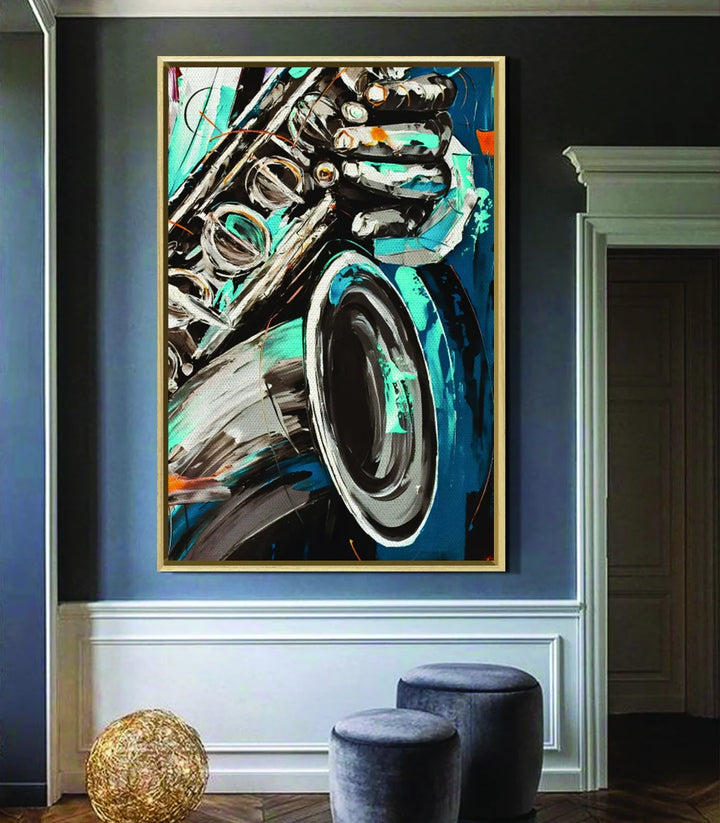 Tableau Raw Jazz Massinart — mise en situation salon moderne décoration murale