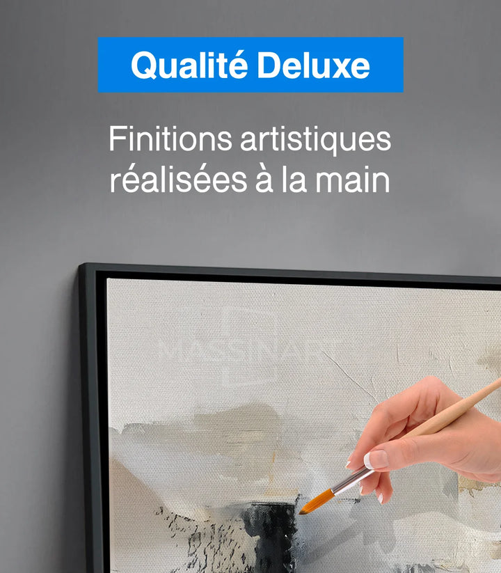 Tableau Neutral Drift cadre noir horizontal style contemporain architecture abstraite — Massinart