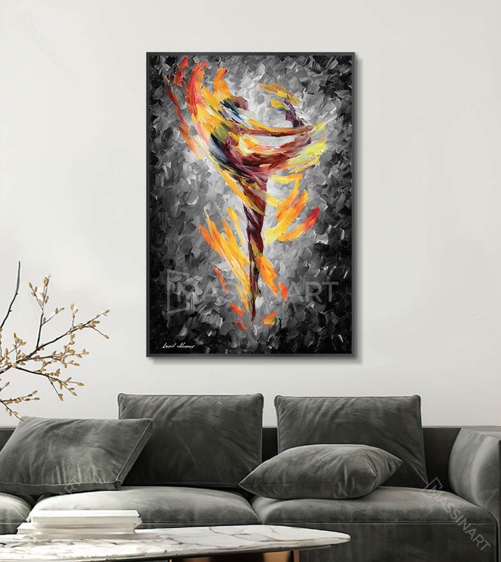 Tableau Dance Spirit danseur abstrait mise en situation salon moderne Massinart