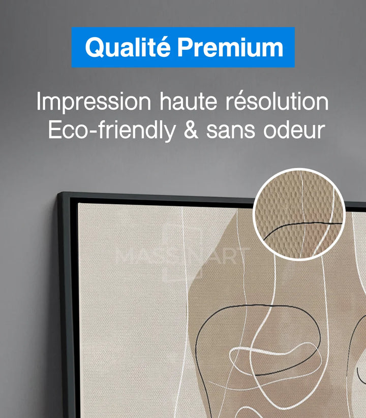 Tableau Nirvana ambiance séjour contemporain taupe crème Massinart
