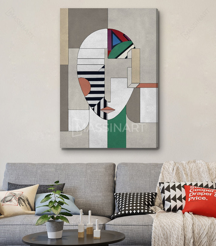 Détail tableau Vertex Massinart portrait géométrique formes cubistes