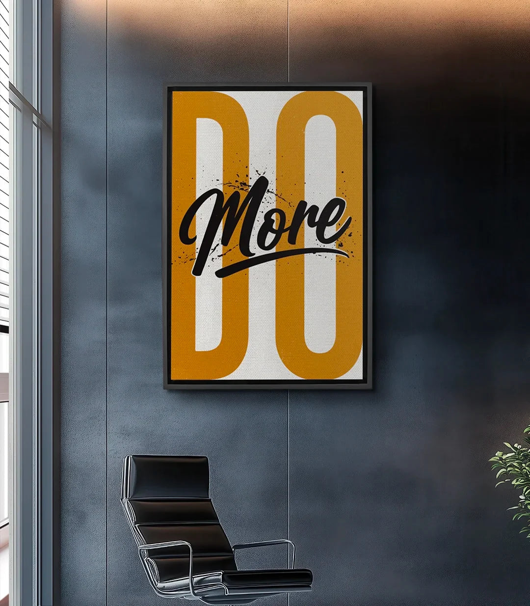 Tableau Do More Massinart — typographie motivante jaune, noir et blanc