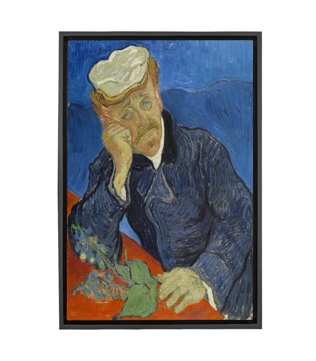 Tableau Dr Paul Gachet par Van Gogh - Portrait expressionniste fond bleu, Massinart