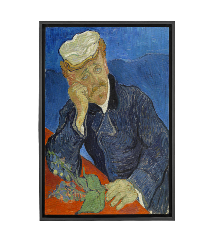 Tableau Dr Paul Gachet par Van Gogh - Portrait expressionniste fond bleu, Massinart
