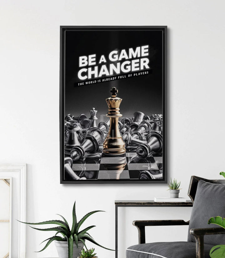 Tableau échecs motivation pièce dorée Massinart