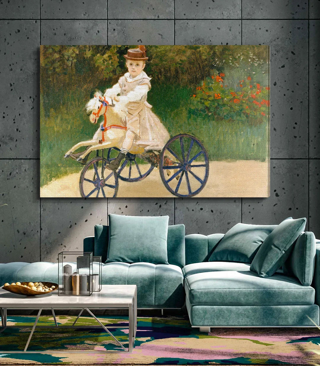 Tableau enfant tricycle, séjour moderne décoration murale — Massinart