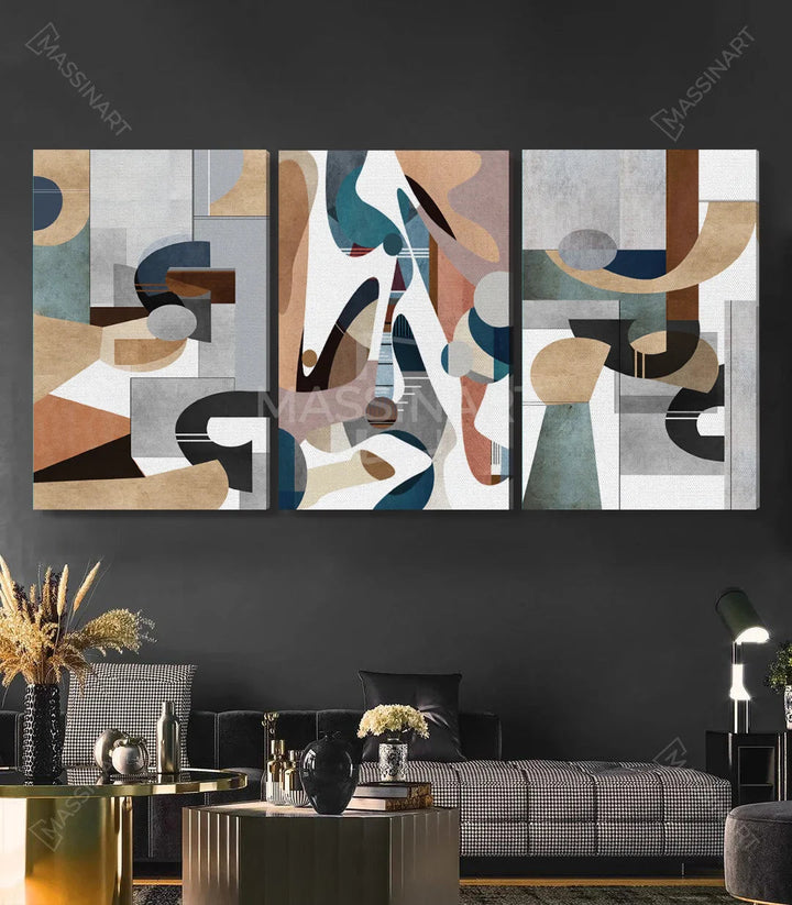 Tableau Eternity triptyque en mise en situation salon moderne - décoration intérieur Massinart