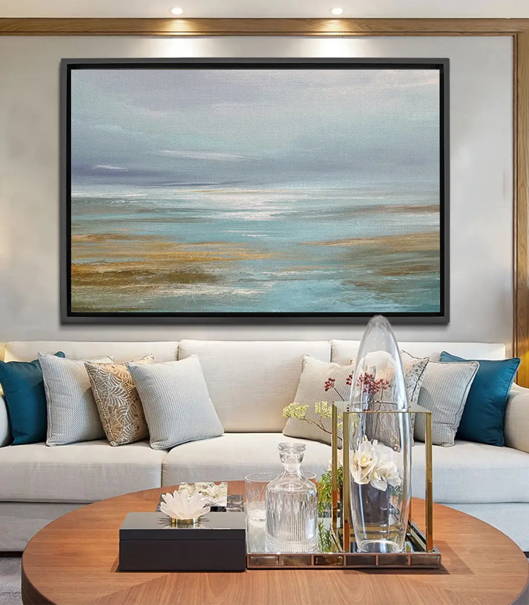 Tableau Ethereal Sea paysage marin abstrait turquoise beige Massinart