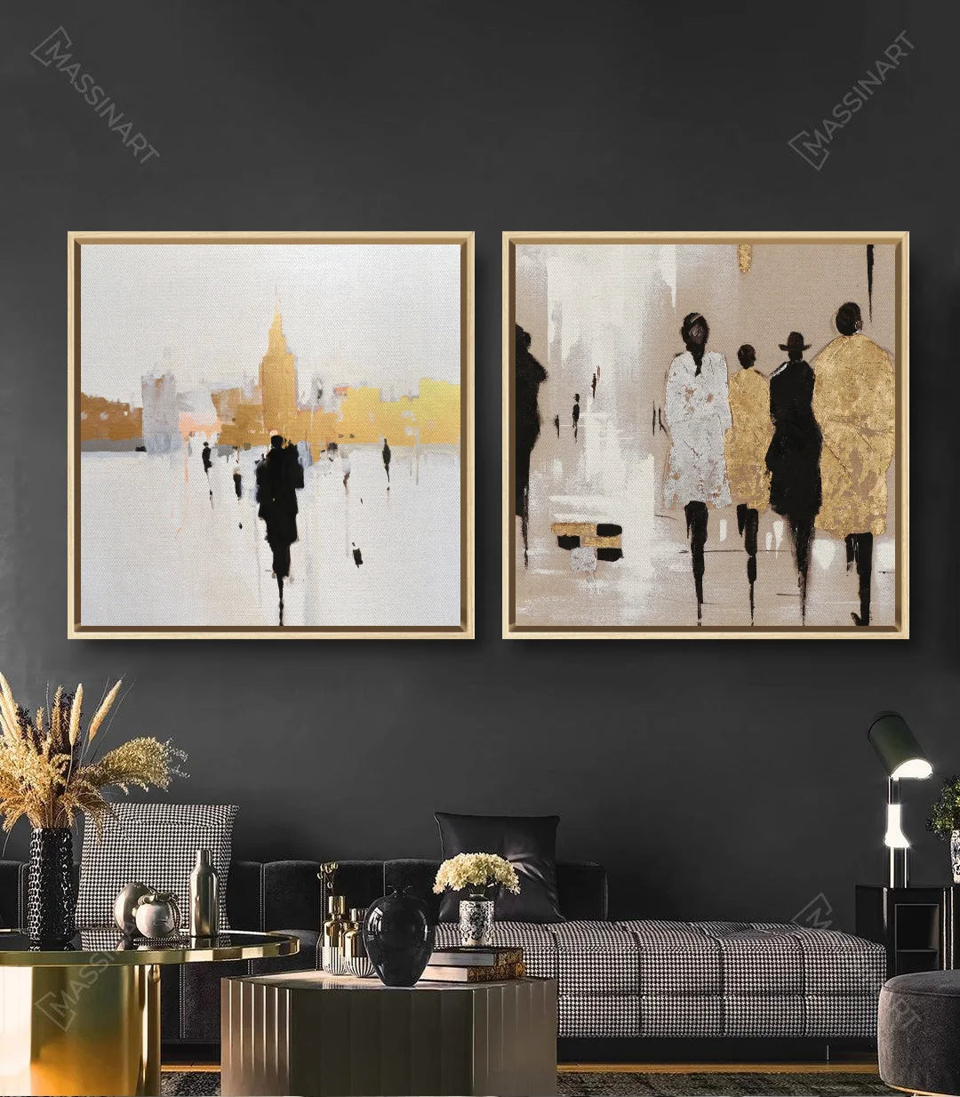 Tableau Fashion Show Massinart — mise en situation salon moderne mur gris