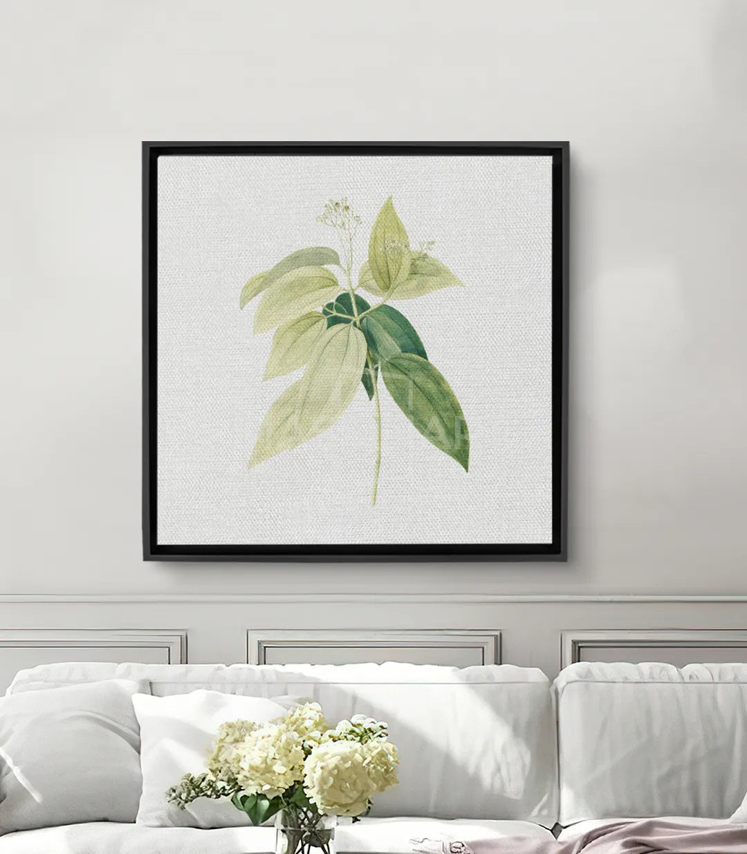 Tableau Floral Tendrils Massinart — illustration botanique feuillage vert et jaune