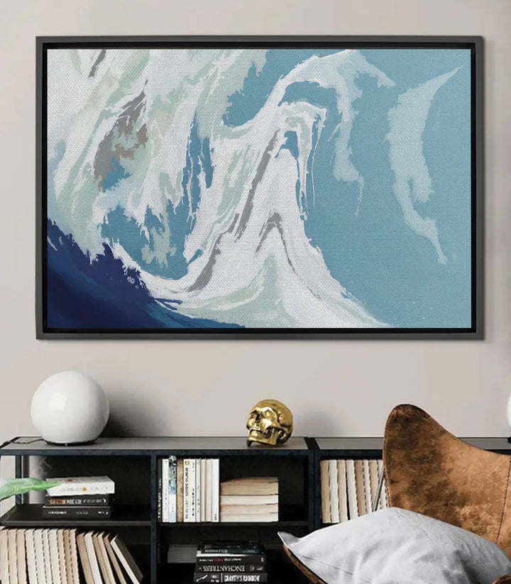Tableau Frozen Wave abstrait bleu et blanc glacier — Massinart