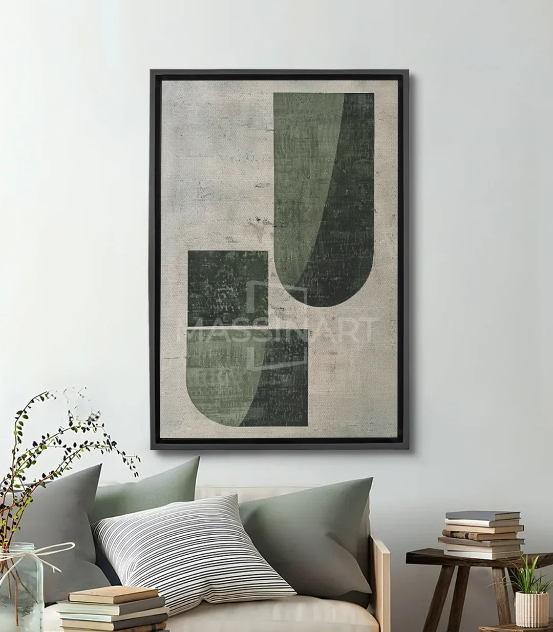 Tableau Green Forms Massinart — composition abstraite formes géométriques vert et noir