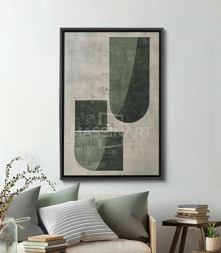 Tableau Green Forms Massinart — composition abstraite formes géométriques vert et noir