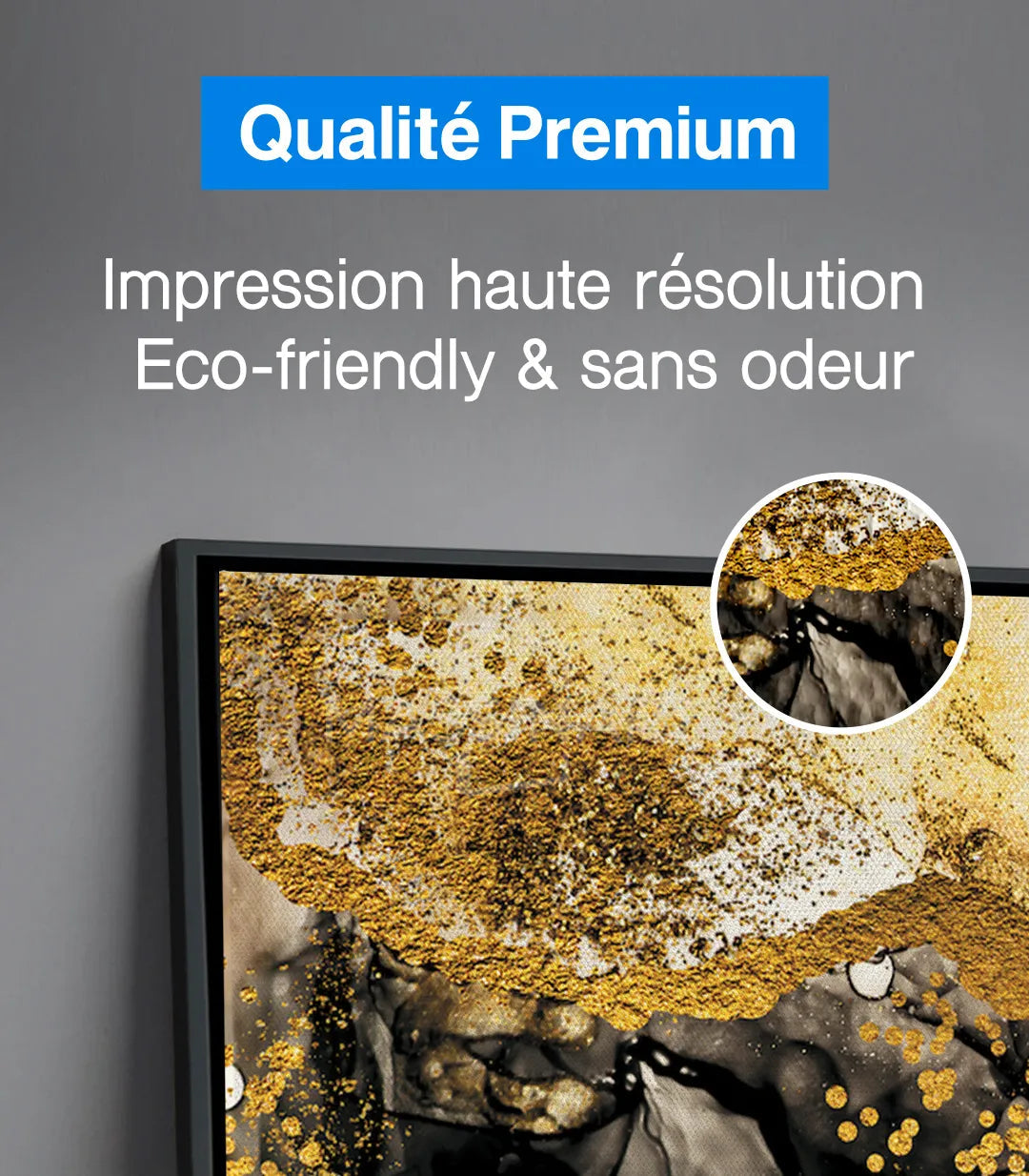 Tableau Inspiration abstrait horizontal — harmonie noir, beige et doré Massinart