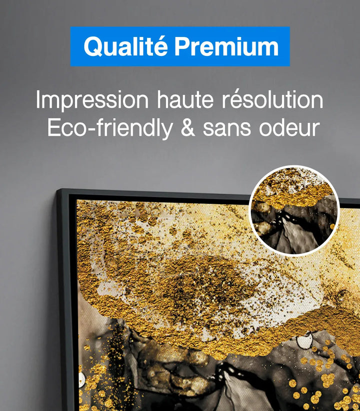 Tableau Inspiration abstrait horizontal — harmonie noir, beige et doré Massinart