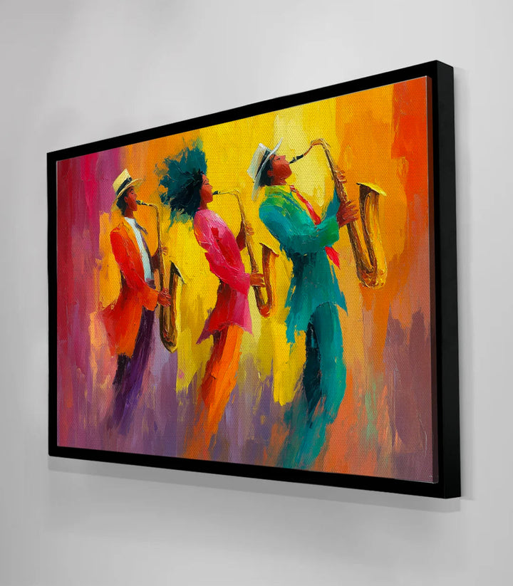Tableau Jam musiciens expressionniste ambiance salon moderne — Massinart