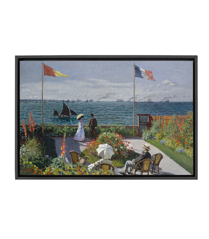 Tableau Jardin à Sainte-Adresse impression marine Massinart — terrasse fleurie drapeaux horizon côtier