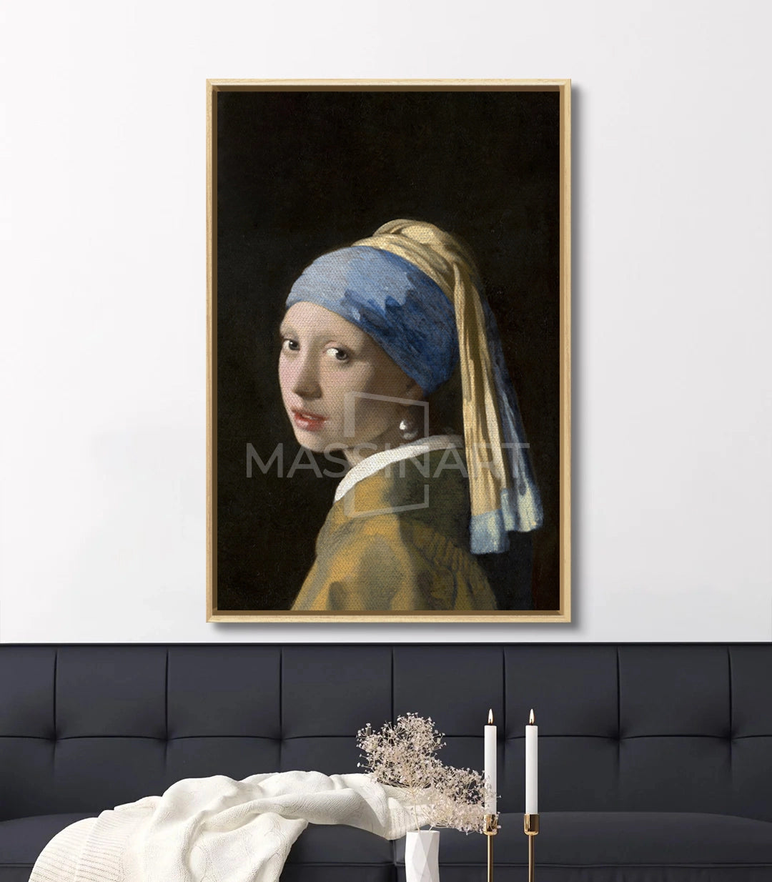 Tableau La Jeune Fille à la Perle, ambiance couloir vertical Massinart