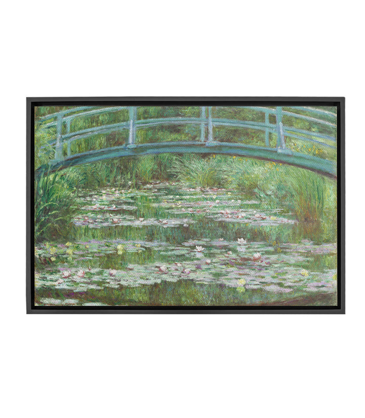 Tableau Le Pont Japonais Monet — arche verte, nénuphars roses et blancs, Massinart