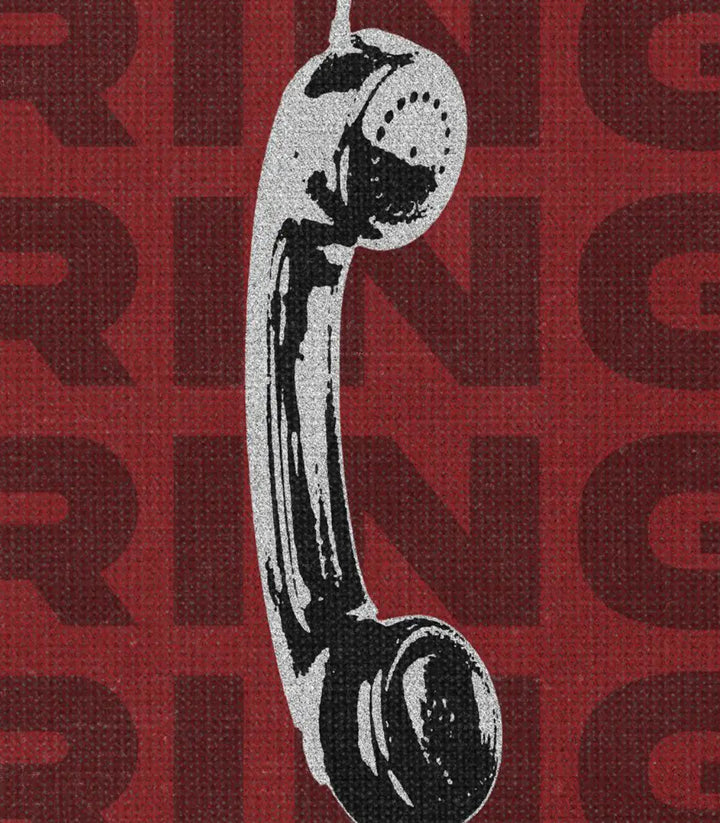 Tableau Lucky Ring droite — Typographie RING répétée sur fond rouge bordeaux, style pop-art Massinart